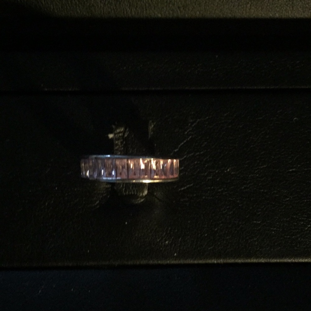 Simulated pink sapphire eternity ring - size 6